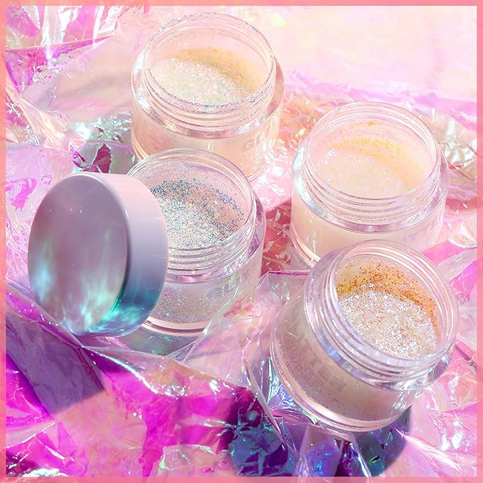 MIELIKKI Glitter Gel for Face and Body, Sparkling Holographic Body Shimmer Gel, Reflective Diamond Sequins Pigment for Eye Lip Hair Nails Paint, Festival Rave Accessories, 01
