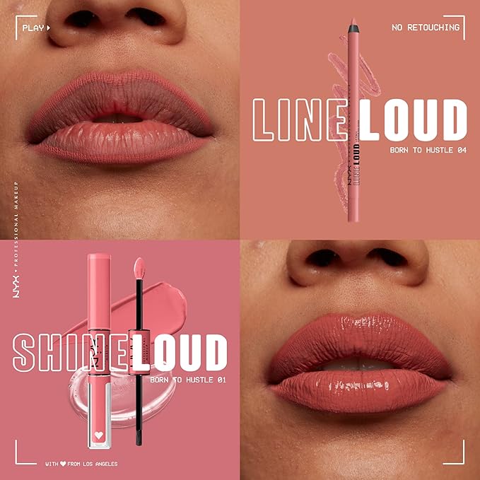 NYX PROFESSIONAL MAKEUP Line Loud Lip Liner, Longwear and Pigmented Lip Pencil with Jojoba Oil & Vitamin E - Born To Hustle (Muted Rose)