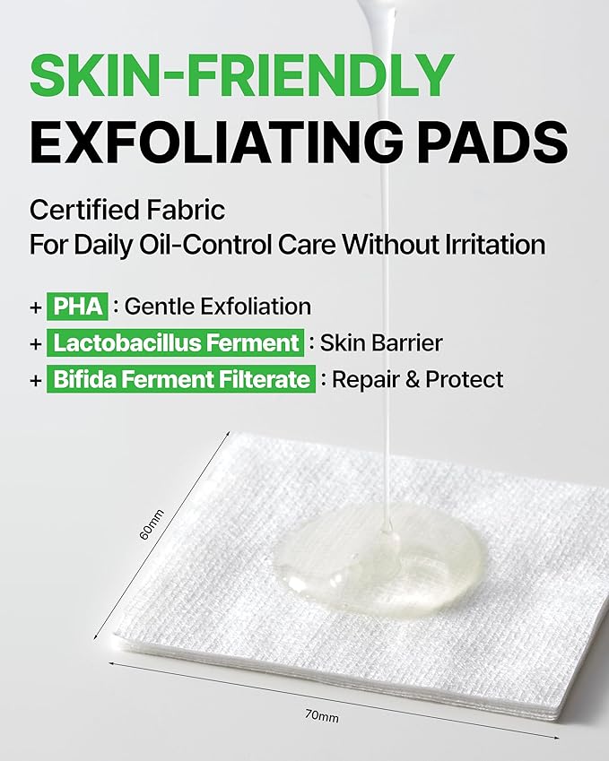 Trouble Control Pad | Korean Toner for Oily, Sensitive & Acne-Prone Skin โ Exfoliating Facial Pads with Dual Cotton Rounds & Calming Botanicals (70 Pads)