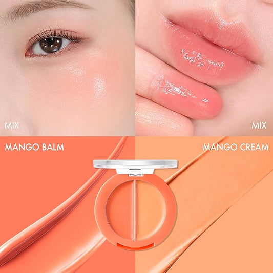 Amuse SEOUL Lips and Cheeks Healthy Balm 02 MANGO BALM | Moisturizing, Glossy, Creamy Texture, Lightweight, Dewy Finish, Natural-looking Color, K Beauty Makeup, Vegan (1.5g / 0.05 oz)