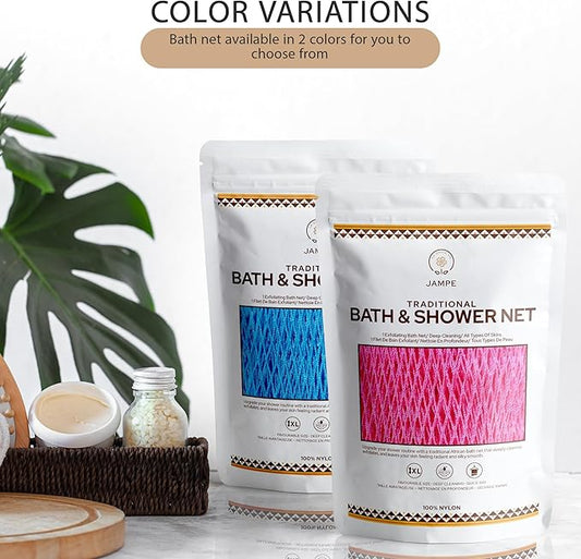 African Bath Sponge, Long Exfoliating Bath and Shower net, Body Scrubber and Back Scrubber, Skin Smoother, Our Premium Quality Design, Great for Daily Use