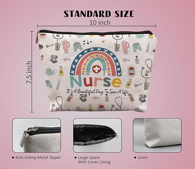 Boho Rainbow Nurse Bags: Cosmetic, Funny & Nurse Appreciation Gifts
