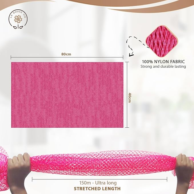 African Bath Sponge, Long Exfoliating Bath and Shower net, Body Scrubber and Back Scrubber, Skin Smoother, Our Premium Quality Design, Great for Daily Use