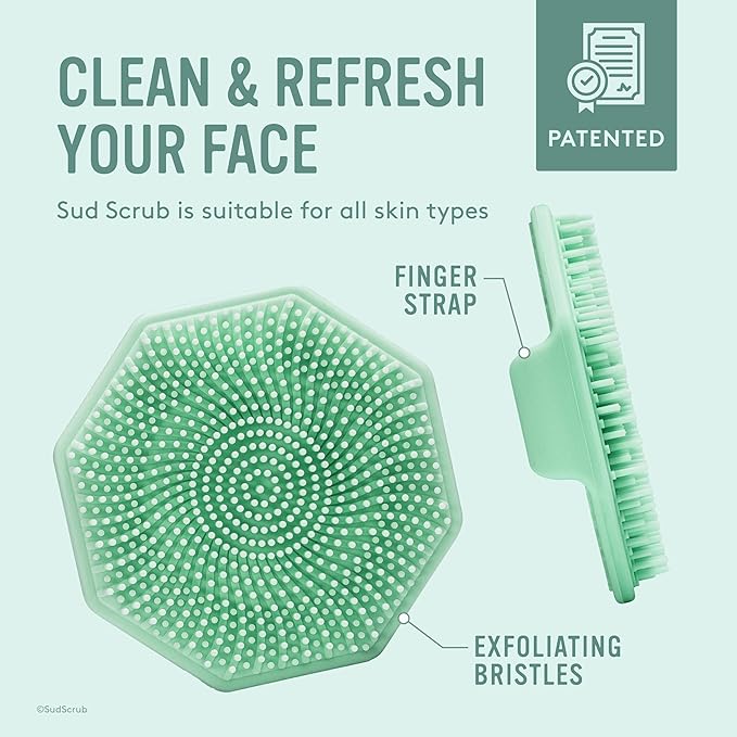 Sud Scrubยฎ Antimicrobial Silicone Face Scrubber, 1 Pack, Gentle Face Exfoliator for Sensitive Skin, Eco Friendly Facial Cleansing Brush, Exfoliating Face Brush for Men and Women (Mint)