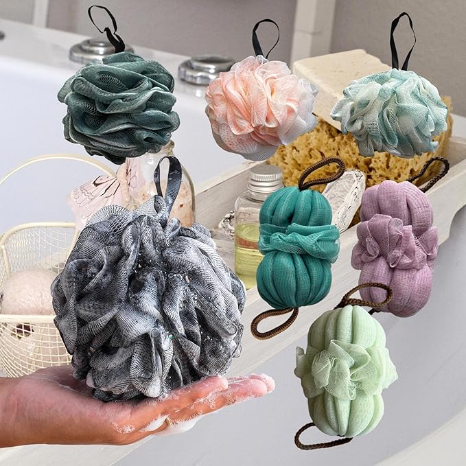 Black Bath Shower Loofah Exfoliating Body Back Scrubber Sponge for Women Men 60g (1 Pack)