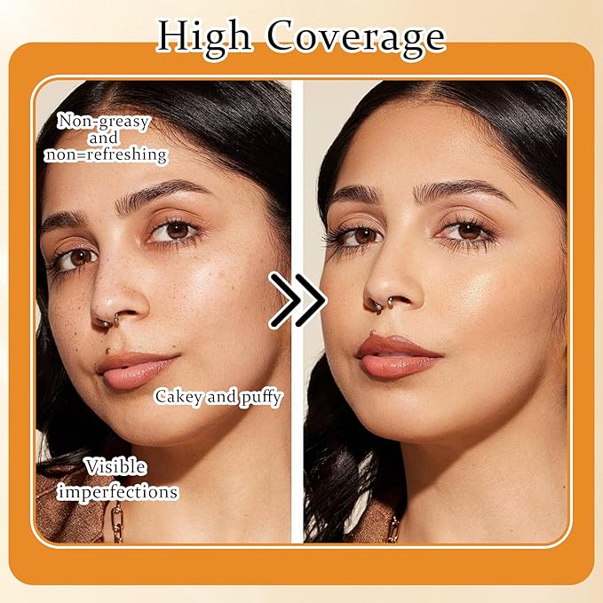 Mushroom Head Air Cushion CC Cream Foundation Makeup,Moisturizing BB Cream Face Makeup Liquid Foundation,Long Lasting Full Coverage Concealer for All Skin TypesοΌNaturalοΌ