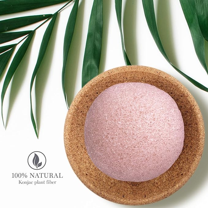Konjac Facial Sponge, 100% Natural Handmade Unscented Soft Exfoliating Face Sponge Daily for Men and Women, Facial Konjac Sponge Sensitive Skin Acne ( Pink Clay Konjac Sponge) 1 Package – Energia