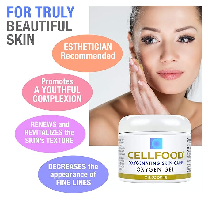 Cellfood Oxygen Gel - 2 fl oz, Pack of 3 - Tightening and Firming Face Moisturizer - Aloe Vera, Lavender Blossom Extract, Glycerine - Hypoallergenic, Non-GMO