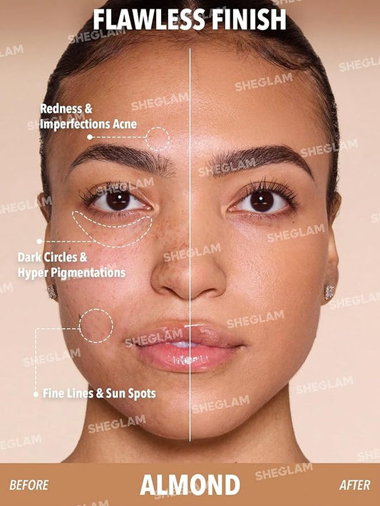 SHEGLAM Skin Magnet High Coverage Foundation Stick Longwear Medium Face Makeup for All Skin Types-Almond