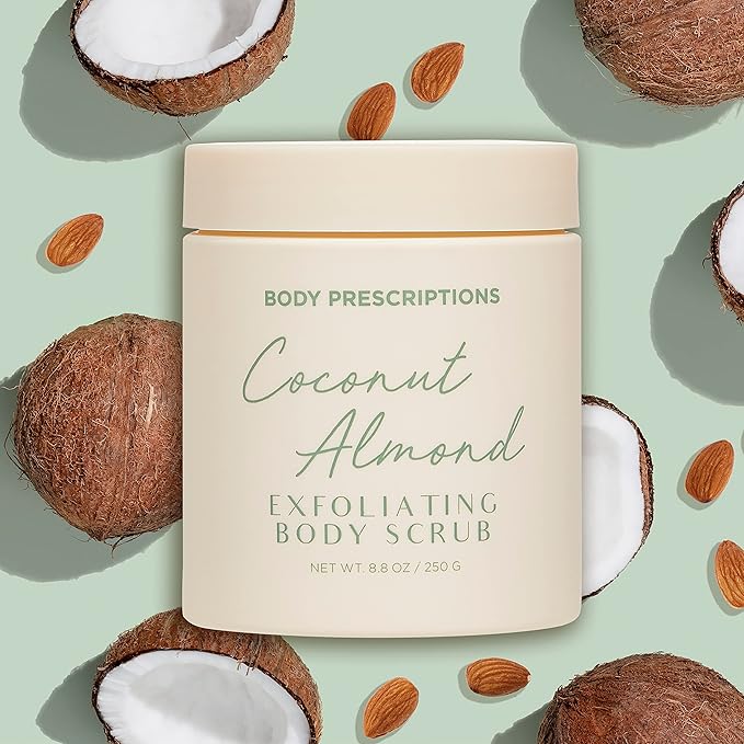 Body Prescriptions Exfoliating Body Scrub β Body Cleanser for Nourished, Ultra-Smooth Skin, Honey Citrus, Coconut Almond, and Sweet Mint