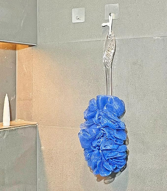 Loofah Back Scrubber for Shower,Long Handle Bath Body Brush Soft Nylon Mesh Loofah Sponge On a Stick,Exfoliating Scrub Cleaning Luffa for Elderly for Men Women(2-Pack,Blue)