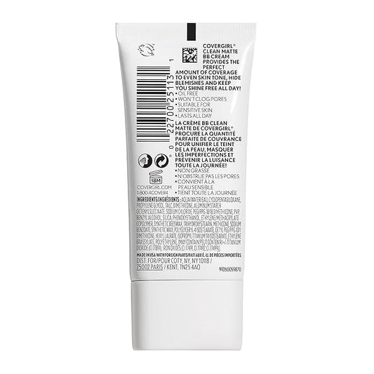 COVERGIRL Clean Matte BB Cream For Oily Skin, Fair 510, (Packaging May Vary) Water-Based Oil-Free Matte Finish BB Cream, 1 Fl Oz (1 Count) (Pack of 2)