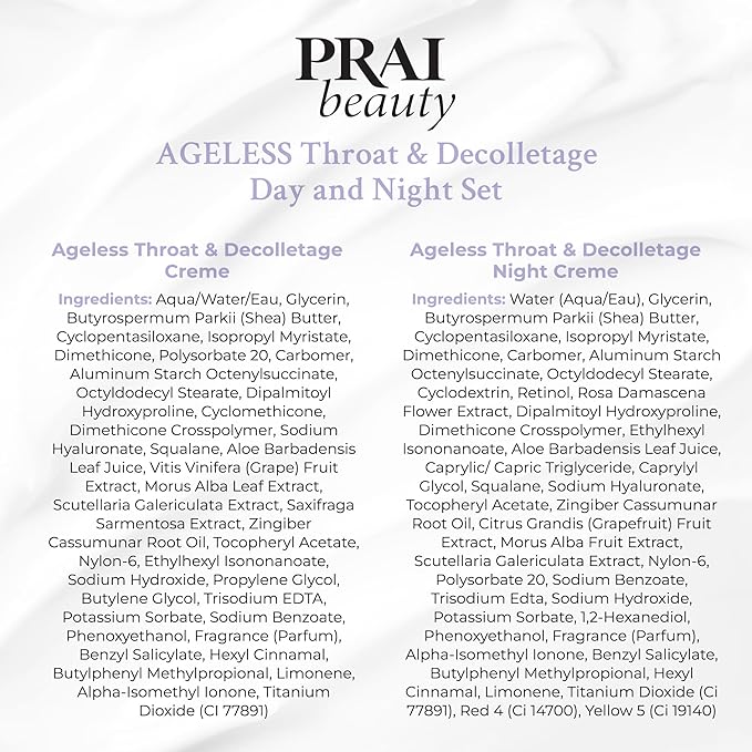 PRAI Beauty Ageless Day & Night Neck Kit | 1 Throat & Decolletage Day Creme and 1 Throat & Decolletage Night Creme | Skin Tightening Cream Set for Instantly Ageless Neck