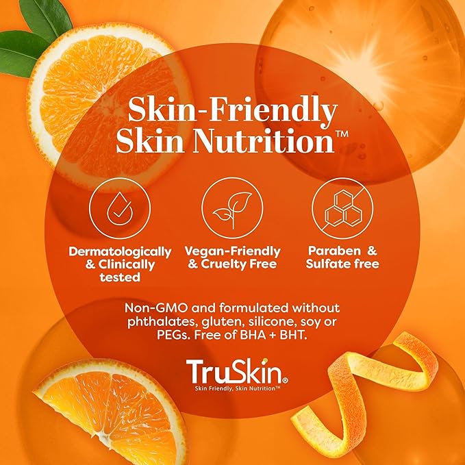 TruSkin Vitamin C Serum For Face β Anti Aging Face Serum with Vitamin C, Hyaluronic Acid, Vitamin E β Brightening Formula β Improve Appearance of Dark Spots, Tone, Fine Lines & Wrinkles, 1 Fl Oz