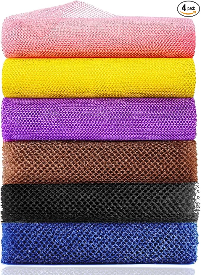 ROTOPATA 6 Pieces African Exfoliating Net Sponge, 33 inch Long Bathing Sponge Shower Body Scrubber Net for Back Skin Smoother, Daily Use (Black/Blue/Brown/Yellow/Pink/Purple)