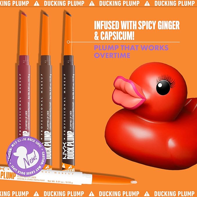 NYX PROFESSIONAL MAKEUP Duck Plump Plumping Lip Liner, Matte Pencil With Up To 10HR Wear, Beige Boost (Beige Brown Lip Liner)