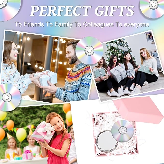 12Pcs Compact Mirror for Music CD Theme Party Supplies 2.76in Retro Eras Concert Party Pocket Mirror 1990s Disco Party 90s Round Makeup Portable for Girl Birthday Gifts Bachelorette Decorations