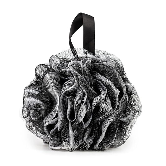 Pete & Pedro Loofah Sponge Pouf Bath & Shower Tool | Light Gentle Exfoliator & Skin Scrubber, Helps with Lather & Exfoliating Dermis | Black Mesh Body Shower Accessories | As Seen on Shark Tank