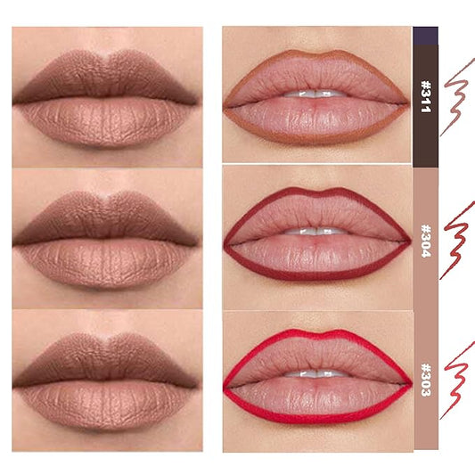 6PCS Matte Lip Liner Set - Premium Waterproof Brown Lip Pencils for Defining & Filling Lips, Long-Lasting Smooth Lip Makeup, High Pigmented Lip Liner Pack for Perfect Nude & Natural Looks