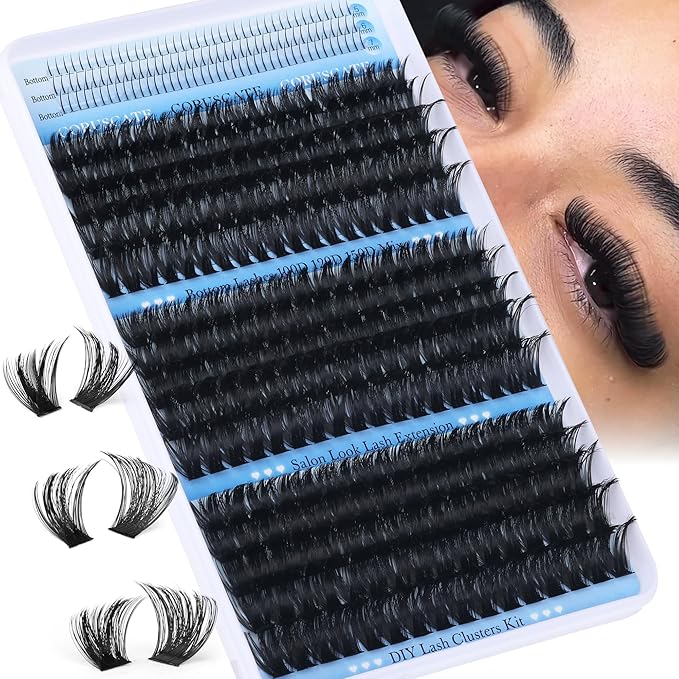Lash Clusters 100D120D150D with Bottom Lash, Cluster Eyelash Extensions Long 12-20mm DIY Cluster Lashes Thick Eyelash Clusters Volume Individual Lashes Extension 390pcs Eyelashes Strip by CORUSCATE