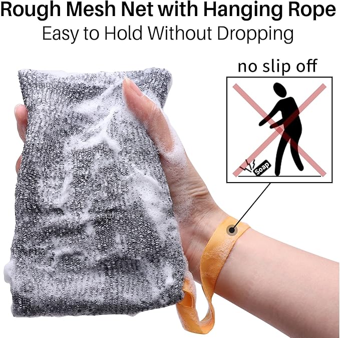 Antimbee 9-Packs Soap Bags, Soap Exfoliating Saver, Body Scrubber Shower Sponge for Shower or Bath, Loofah Sponge Gray Mesh Bar Soap Pouch