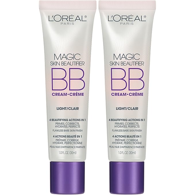 L'OrΓ©al Paris Makeup Magic Skin Beautifier BB Cream Tinted Moisturizer, Light, 1 fl oz, 2 Count