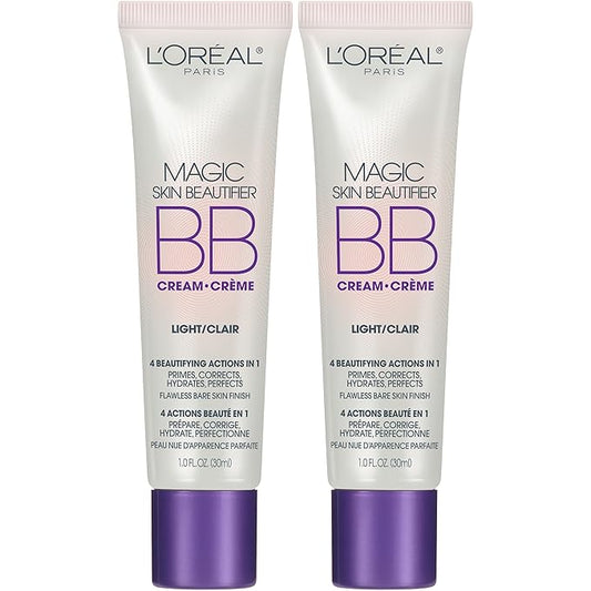 L'Oréal Paris Makeup Magic Skin Beautifier BB Cream Tinted Moisturizer, Light, 1 fl oz, 2 Count