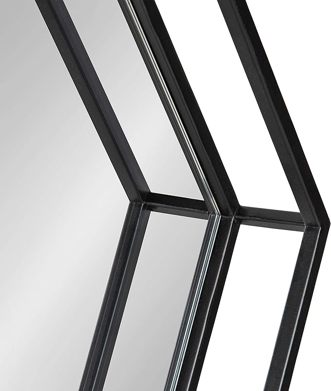 Kate and Laurel Felicia Modern Hexagon Mirror, 30" x 30", Black, Geometric Accent Mirror for Wall
