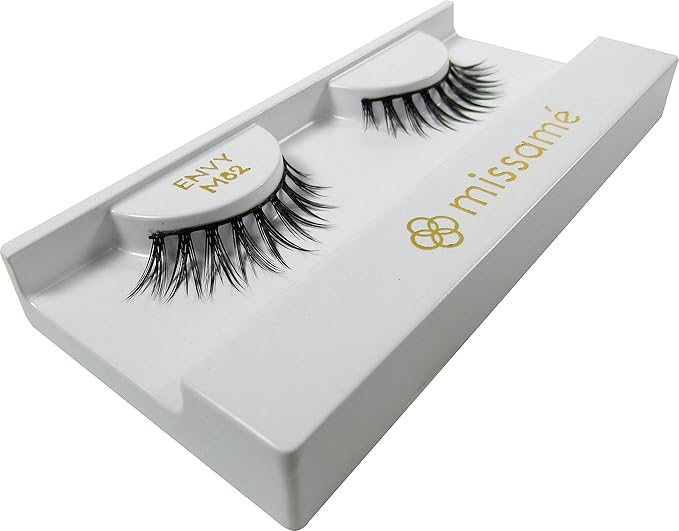 MissamΓ© ENVY Deluxe Beauty False Eyelashes Set Handmade with Premium Synthetic Fibers, Black, 1 Pair