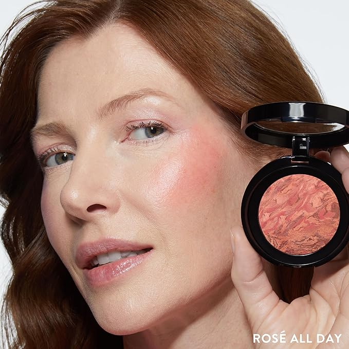 LAURA GELLER NEW YORK Baked Blush-n-Brighten Marbleized Blush for Cheeks - RosΓ© All Day - Natural Finish - Buildable Color