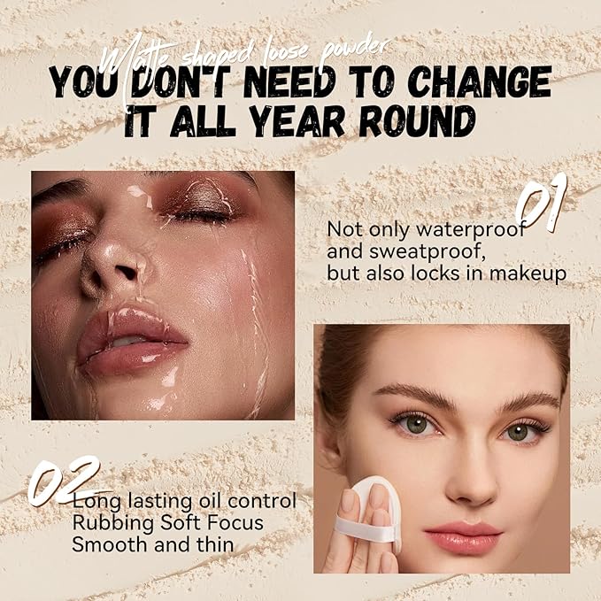 Face Loose Setting Powder, Translucent Long-lasting Waterproof Concealer Powder Light Breathable Oil-controlling, Smooth Matte Finish for Daily Face Makeup (04# Brown, 0.21 oz)