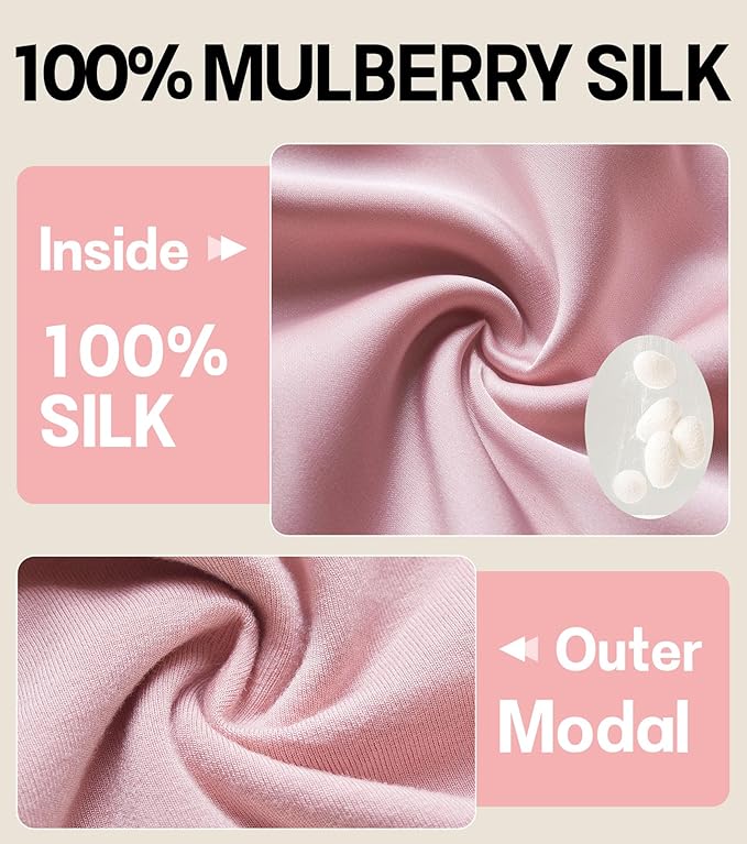 100% Mulberry Silk Bonnet for Sleeping for Curly Hair and Braids, Wrap with Adjustable Strap for Women and Men, Silk, Not SatinοΌ1Pc,Pink