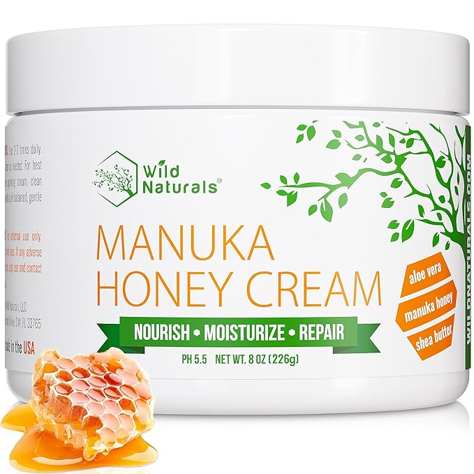 Wild Naturals Manuka Honey Moisturizer for Dry, Sensitive Skin β Eczema Relief Face Cream β Soothing Cream for Redness & Irritation β Face, Hand & Body Moisturizer for Women & Men
