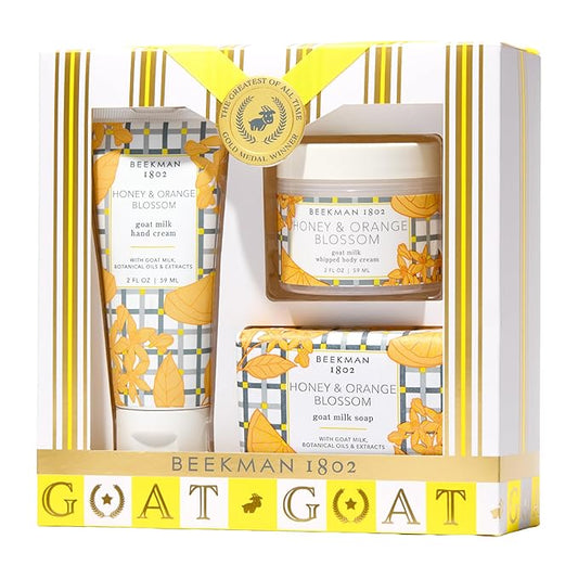 Beekman 1802 Sweet Escape Honey & Orange Blossom 3-Piece Bodycare Gift Set - Cleanses, Nourishes, and Hydrates with Lactic Acid & Shea Butter, Good for Sensitive Skin, Gifts for Her