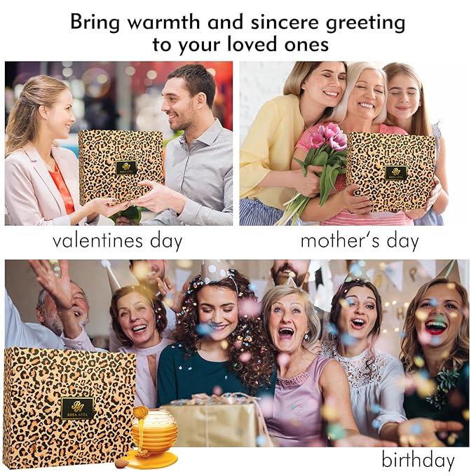 Bath Gift Set for Women, XXL 20 Pcs Skin Care Set Leopard Print Spa Gifts for Birthday, Mother's Day, Valentine's Day, Christmas, Home Spa Kits with Shower Gel, Body Lotion, Shower Cap, Manicure Set