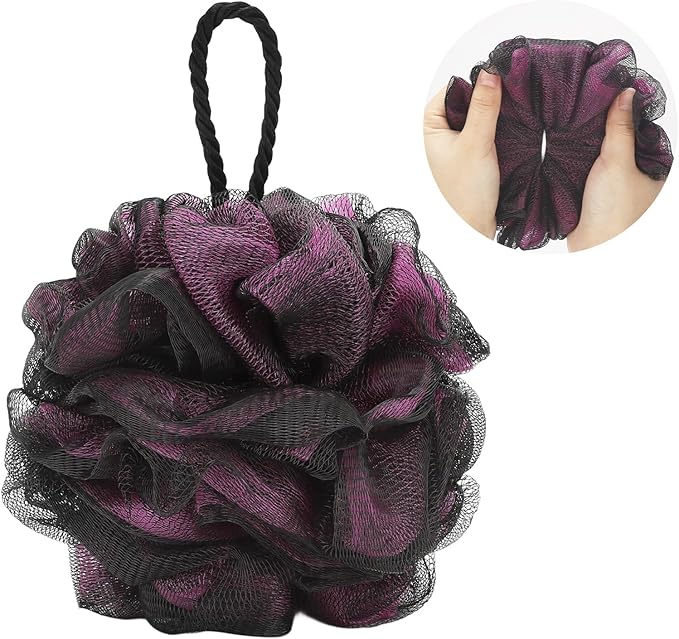 Loofah Bath and Shower Sponge Pouf, Mesh Brush Ball Exfoliating Body Scrubber Ball Pack of 4 (60g/pcs)