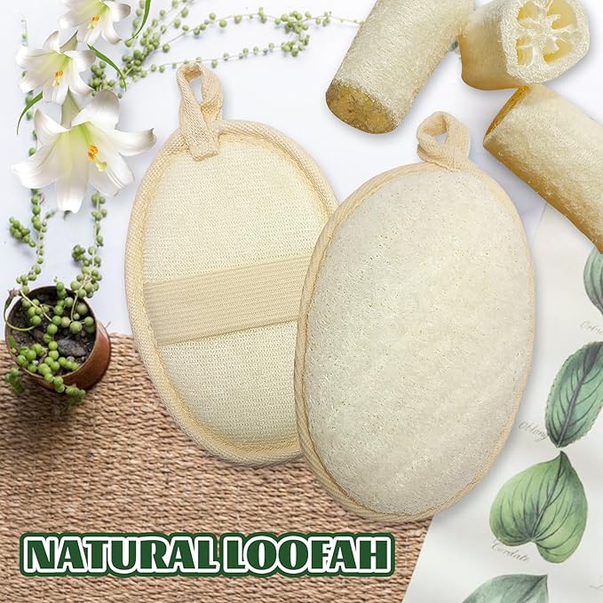 loofah exfoliating Body Scrubber, Perfect loofah Sponge for Men and Women use in Shower, Shower loofah (4 Packs) Made with Natural loofah, Shower Scrubber for Body, White