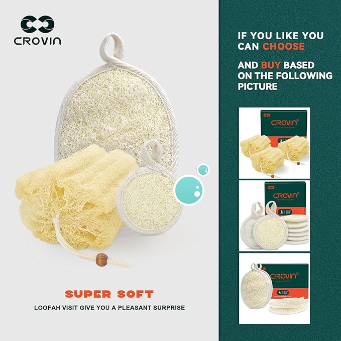 Natural Exfoliating Loofah Body Scrubber for Women and Men, Made with Premium Luffa Natural Bath Shower Loofah Sponge 6x4β which Cleanse You Comfortable, Relax for Bathing-4 CountοΌPack of 1οΌ