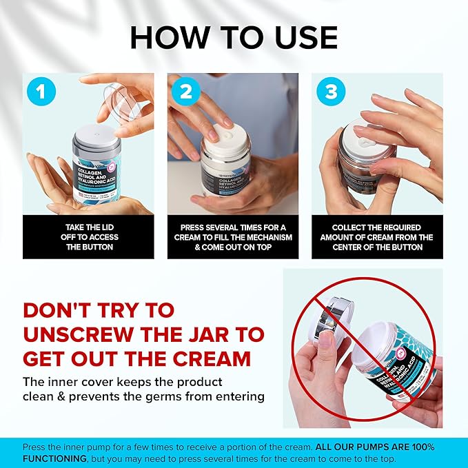 SimplyVital Collagen, Retinol & Hyaluronic Acid Cream - Anti-Aging Retinol Cream for Face, Neck & DΓ©colletΓ© - Made in USA - Daily Moisturizer Face Cream - 3.38 fl oz