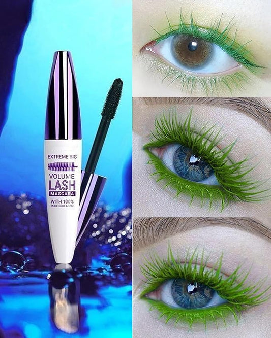 5D Blue Green Colored Mascara for Eyelashes-2 Colors Longlasting Waterproof Mascara Volume and Length,Curling Fiber rimel de pestaรฑas,Women's Day Eye Makeup Gift for Women Girl Cosplay Party Stage Use