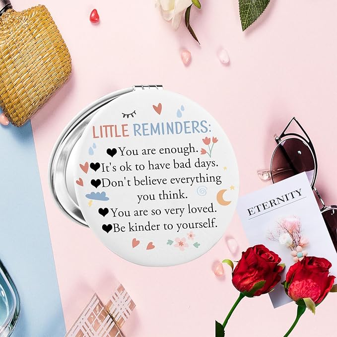 LQRI Little Reminder Gift Compact Makeup Mirror You are Enough Inspirational Quotes Daily Reminder Gift Mental Health Gifts