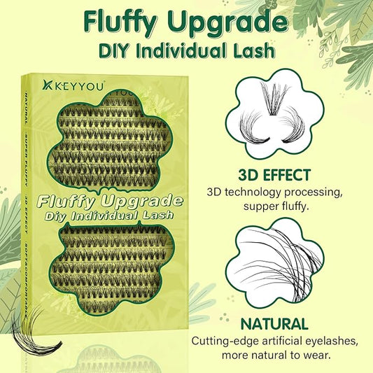 3D Effect Individual Eyelash Clusters 300pcs 30D D Curl 9-18MIX Wispy Fluffy Cluster Lashes Natural Soft DIY Lash Extension