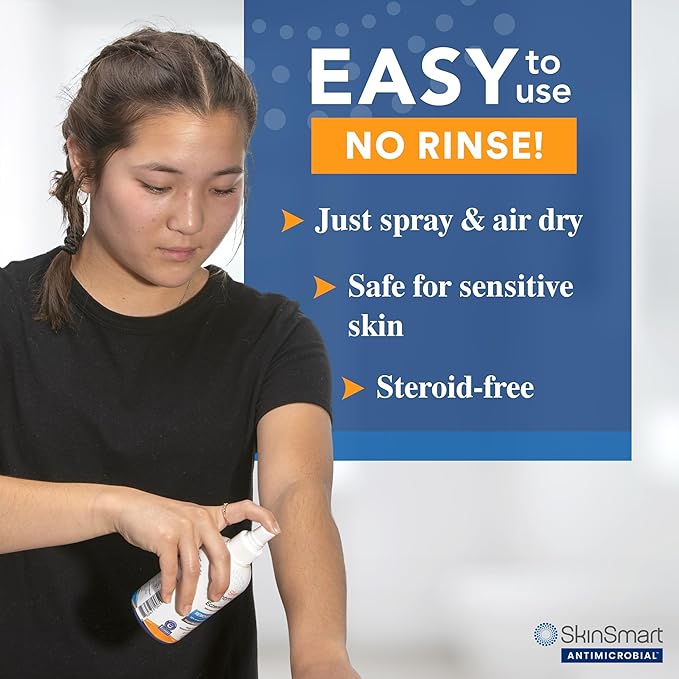 SkinSmart Antimicrobial Eczema Therapy with Hypochlorous Acid, Safely Removes Bacteria so Skin Can Heal, for Adults, Kids and Seniors, Travel Size 2 Ounce Clear Spray (Pack of 3)
