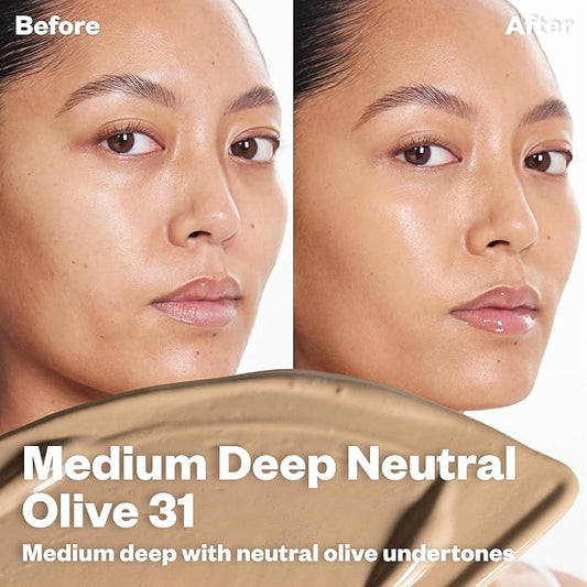 Kosas BB Burst Tinted Face Gel Cream - Supports Healthy Collagen, Smoothes Skin, Hydrates & Moisturizes- Lightweight Buildable Coverage - Medium Deep Neutral Olive 31, (1 Oz/30 ML)