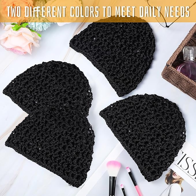 Geyoga 24 Pieces Mesh Crochet Hair Net Rayon Knit Snood Hat Cover Mesh Hair Wrap Thick Short Women Hairnet Snoods Cover Ornament for Sleeping