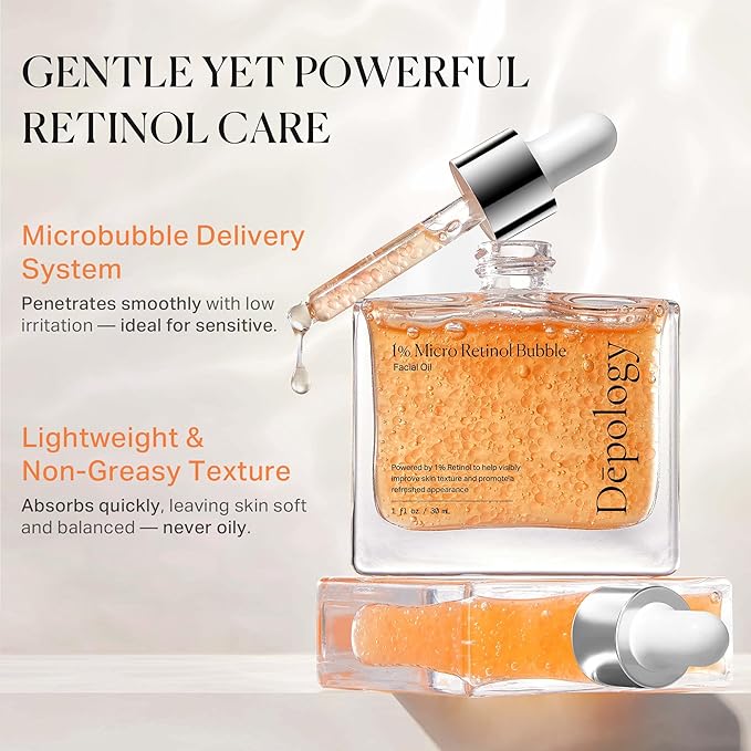 1% Retinol Face Oil with Firming, Smoothing & Glowingβ Retinol Serum for Face, Lightweight Squalane Facial Oil for Fine Lines, Texture & Anti-Aging, Gentle for All Skin 1.01 fl oz