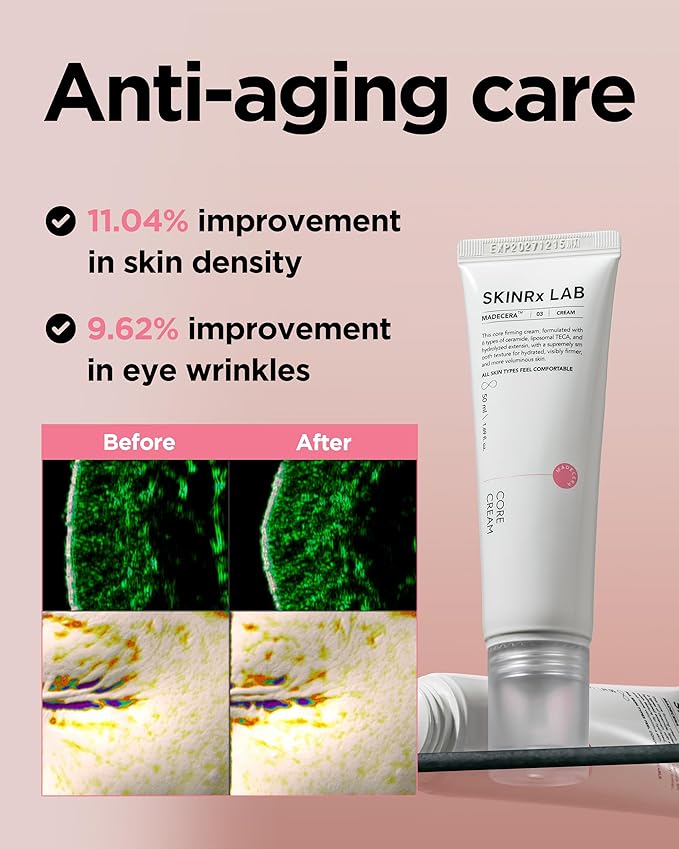 SKINRxLAB MadeCera Core Cream β Korean Anti-Aging Face Moisturizer with Ceramides, Peptides, Liposomal TECA for Deep Hydration, Firming, Plumping, Volumizing & Radiant Complexion, 1.69oz.