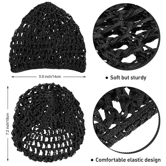 Geyoga 24 Pieces Mesh Crochet Hair Net Rayon Knit Snood Hat Cover Mesh Hair Wrap Thick Short Women Hairnet Snoods Cover Ornament for Sleeping