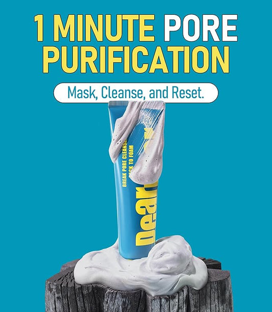 Break Pore Cleansing Pack to Foam β 3-in-1 Korean Skin Care Wash-Off Mask & Exfoliator & Cleanser w/Charcoal and Salicylic Acid β AHA, BHA, PHA for Oily, Congested Skin (3.38 fl oz)