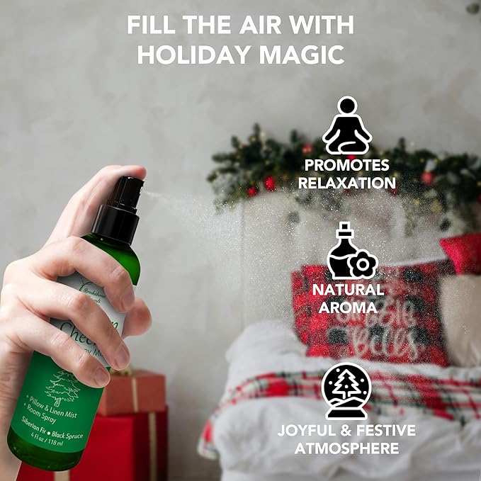 Holiday Aromatherapy Mist 2-Pack β Evergreen Cheer & Peppermint Bliss | Natural Air Freshener & Linen Mist | Perfect Christmas Room Spray & Stocking Stuffer
